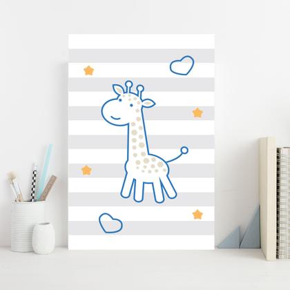 Imagem de Placa Decorativa MDF Infantil Girafa Azul 20x30cm