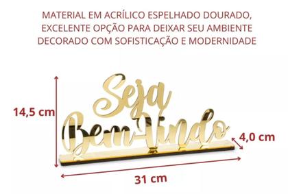 Imagem de Placa decorativa para Casa Seja Bem vindo Acrílico Espelhado