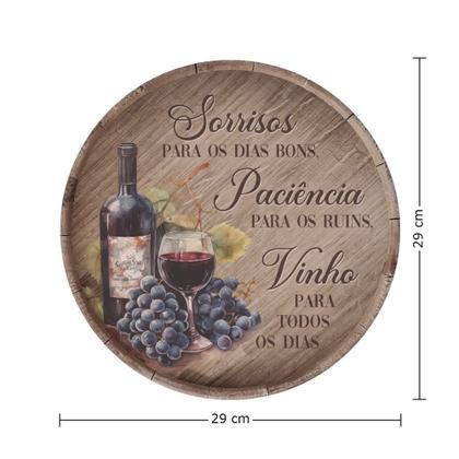 Imagem de Placa Decorativa Redonda Frase Vinho Decoração para Adega 29cm