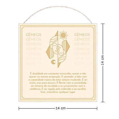 Imagem de Placa Decorativa Signo de Gêmeos Pequena com Corda 14x14
