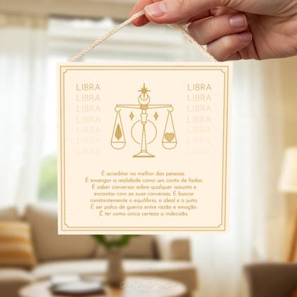 Imagem de Placa Decorativa Signo de Libra Pequena com Corda 14x14