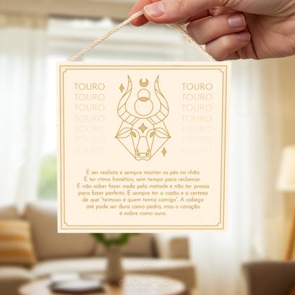Imagem de Placa Decorativa Signo de Touro Pequena com Corda 14x14