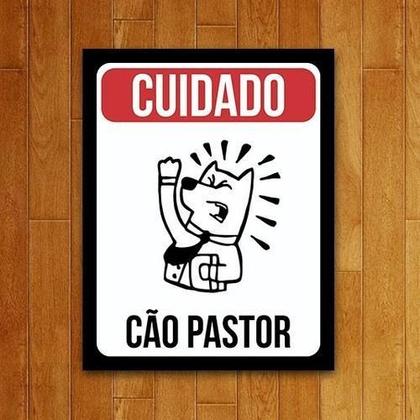 Imagem de Placa Decorativa Um Sábado Qualquer Cuidado Cão Pastor 27X35