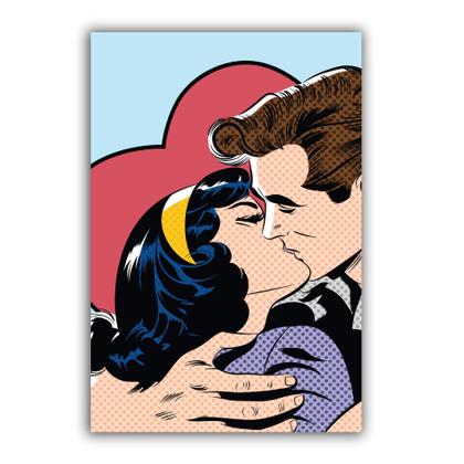 Imagem de Placa Decorativa Vintage Romântica Beijo Casal Coração 30x40