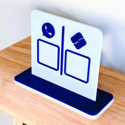 Imagem de Placa em acrilico com 2 qr code para pix cor branco e azul escuro