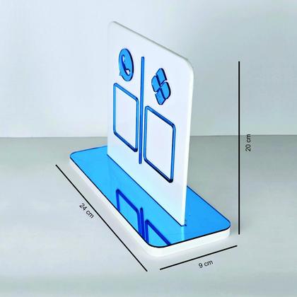 Imagem de Placa em acrilico com 2 qr code para pix cor branco e azul espelhado