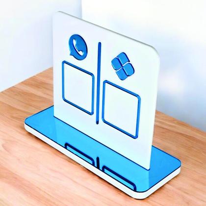 Imagem de Placa em acrilico com 2 qr code para pix cor branco e azul espelhado