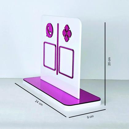 Imagem de Placa em acrilico com 2 qr code para pix cor branco e rosa espelhado