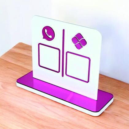 Imagem de Placa em acrilico com 2 qr code para pix cor branco e rosa espelhado