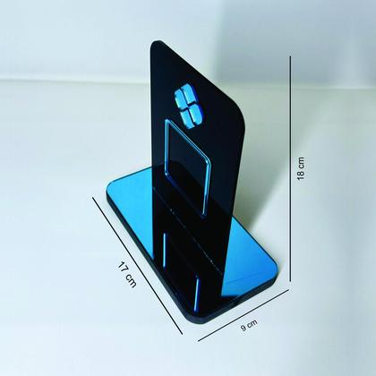 Imagem de Placa em acrilico para qr code de pix cor preto com azul espelhado