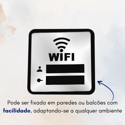 Imagem de Placa Espelhada Senha Wifi Display Acrílico Parede Balcão Plaquinha Internet Rede Café Comércio
