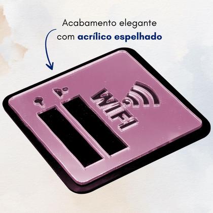 Imagem de Placa Espelhada Senha Wifi Display Acrílico Parede Balcão Plaquinha Internet Rede Café Comércio