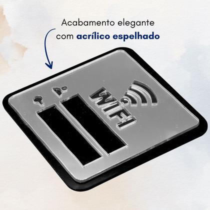 Imagem de Placa Espelhada Senha Wifi Display Acrílico Parede Balcão Plaquinha Internet Rede Café Comércio
