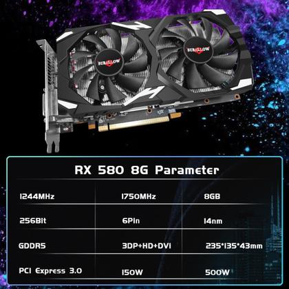 Imagem de Placa gráfica SURALLOW RX 580 8GB GDDR5 256 Bit para PC de jogos