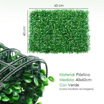 Imagem de Placa Grama Artificial Buxinho Muro Inglês Grande 60X40cm