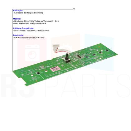 Imagem de Placa Interface Compatível Para Lavadoras Roupas Brastemp BWL11A Todas Versões BWB11AB