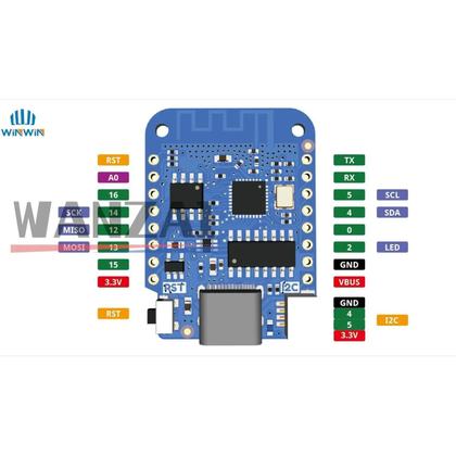 Imagem de Placa IoT WEMOS D1 Mini V400 USB WIFI ESP8266 4MB MicroPython Nodemcu Compatível Com Arduino