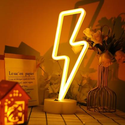 Imagem de Placa LED de néon ENUOLI Lightning Warm White com base USB/bateria