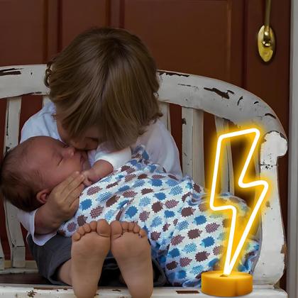 Imagem de Placa LED de néon ENUOLI Lightning Warm White com base USB/bateria