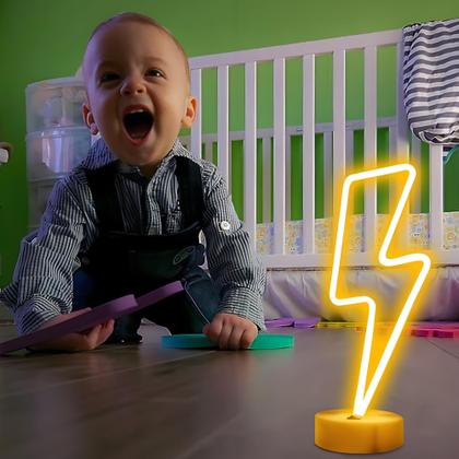 Imagem de Placa LED de néon ENUOLI Lightning Warm White com base USB/bateria