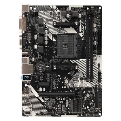 Imagem de Placa mãe ASRock B450M-HDV R4.0 AM4 DDR4 HDMI DVI-D M.2 6x USB 3.1 90-MXB9N0-A0UAYZ