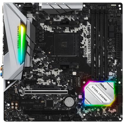 Placa-Mãe ASRock B450M Steel Legend, AMD AM4, mATX, DDR4, Preto - B450M Steel Legend Imagem de Placa-Mãe ASRock B450M Steel Legend, AMD AM4, mATX, DDR4, Preto - B450M Steel Legend