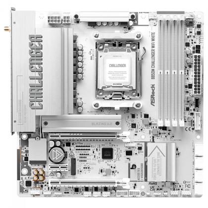 Imagem de Placa Mãe ASRock B850M Challenger WiFi White, Chipset B850, AMD AM5, mATX, DDR5, Branco