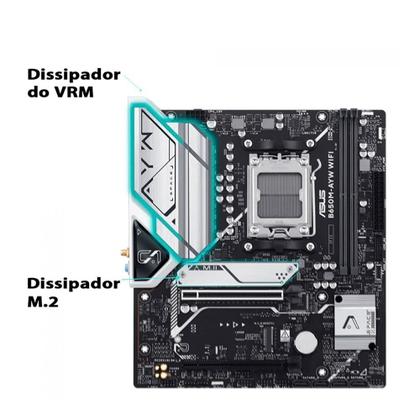 Imagem de Placa Mãe ASUS B650M-AYW Wi-Fi, AM5, mATX, DDR5, Wi-fi, Bluetooth - 90MB1KI0-M0EAY0