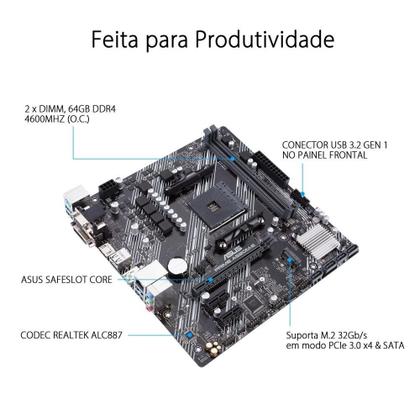 Imagem de Placa-Mãe ASUS Prime A520M-E, AMD AM4, mATX, DDR4, Preto - 90MB1510-C1BAY0
