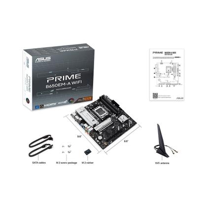 Imagem de Placa Mãe ASUS PRIME B650EM-A WIFI, AMD AM5, mATX, DDR5, Wi-fi 6, Bluetooth, Preto - 90MB1LM0-M0EAY0