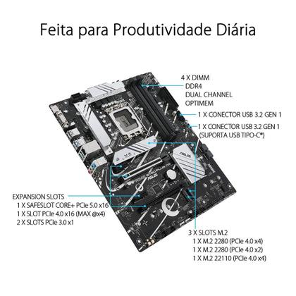Imagem de Placa-Mãe ASUS Prime B760-Plus, Intel LGA 1700, D4,DDR4, ATX, Preto - 90MB1CW0-M0EAY0