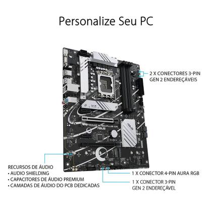 Imagem de Placa-Mãe ASUS Prime B760-Plus, Intel LGA 1700, D4,DDR4, ATX, Preto - 90MB1CW0-M0EAY0