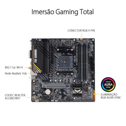 Imagem de Placa-Mãe ASUS TUF GAMING A520M-PLUS WIFI, AMD AM4, RGB, mATX, DDR4, Preto - 90MB17F0-M0EAY0