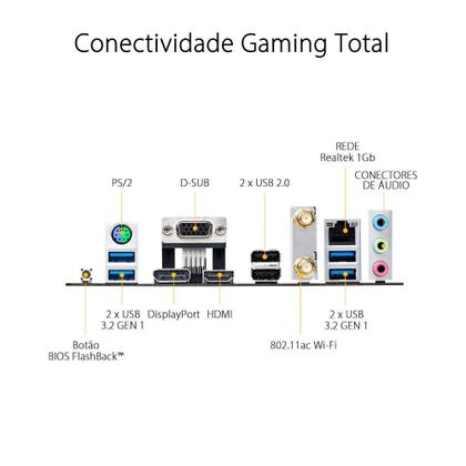 Imagem de Placa-Mãe ASUS TUF GAMING A520M-PLUS WIFI, AMD AM4, RGB, mATX, DDR4, Preto - 90MB17F0-M0EAY0