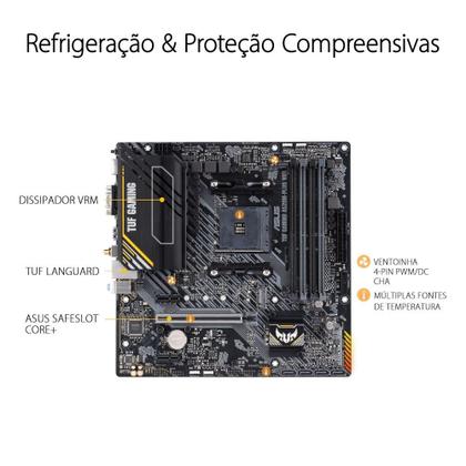 Imagem de Placa-Mãe ASUS TUF GAMING A520M-PLUS WIFI, AMD AM4, RGB, mATX, DDR4, Preto - 90MB17F0-M0EAY0