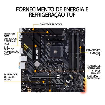 Imagem de Placa-Mãe ASUS TUF Gaming B550M-Plus, AMD AM4, mATX, DDR4, Preto - 90MB14A0-C1BAY0