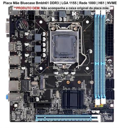 Imagem de Placa Mãe Bluecase Bmbh61 Ddr3 Lga 1155 Rede 1000 Nvme OEM