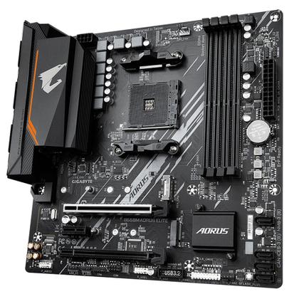 Placa-Mãe Gigabyte B550M Aorus Elite Rev. 1.3, AMD AM4, Micro ATX, DDR4, Preto - B550M AORUS ELITE Imagem de Placa-Mãe Gigabyte B550M Aorus Elite Rev. 1.3, AMD AM4, Micro ATX, DDR4, Preto - B550M AORUS ELITE