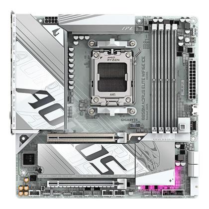 Imagem de Placa Mãe Gigabyte B850M AORUS ELITE WIFI6E ICE, AMD AM5, Micro ATX, DDR5, RGB, Wi-Fi 6E, Bluetooth, Branca - B85MEI6-00