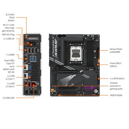 Imagem de Placa-Mãe GIGABYTE X870 AORUS Elite WIFI 7 AM5 LGA 1718 ATX