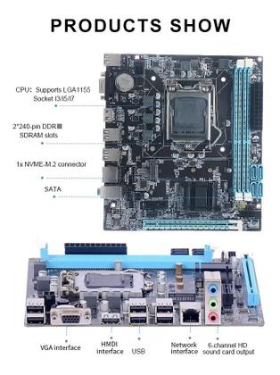 Imagem de Placa Mãe i7/i3/i5 Lga1155 Socket Intel H61 16gb Usb 16gb Chipset Intel Kingster 