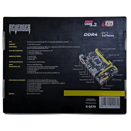Imagem de Placa Mãe Intel LGA 1200, G-Q570, Slot M.2 NVMe, VGA, HDMI, Revenger
