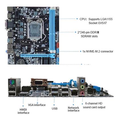 Imagem de Placa Mãe LGA 1155 16gb Socket I3/I5/I7 Kingster PCI Express Chipset Intel DDR3 1066/1333/1600MHZ