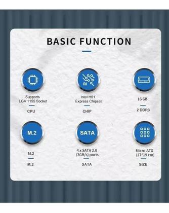 Imagem de Placa Mãe Lga1155 Chip Intel H61 Socket I3/I5/17 16Gb Hdmi