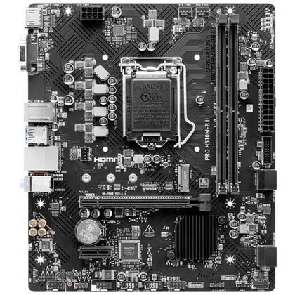 Imagem de Placa Mãe MSI PRO H510M-B II, DDR4, Socket Intel LGA1200, Chipset H470, HDMI/VGA, USB 3.0, Rede Gigabit 10/100/100 - Micro-ATX