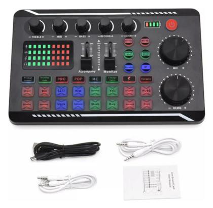 Imagem de Placa Mesa Com Efeito Sonoro Áudio Mixer Interface Com Bateria Unica