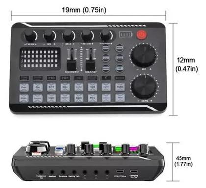 Imagem de Placa Mesa Com Efeito Sonoro Áudio Mixer Interface Com Bateria Unica