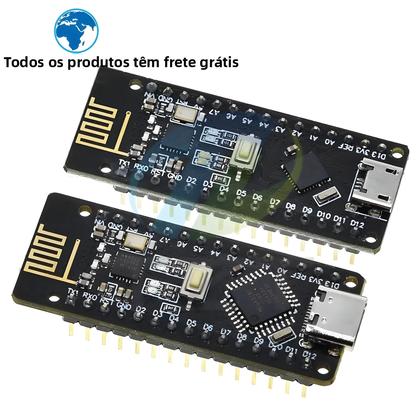Imagem de Placa Nano 5V 16M CH340 ATmega328P QFN32 Com NRF24l01 24G Sem Fio Para Arduino Micro USB