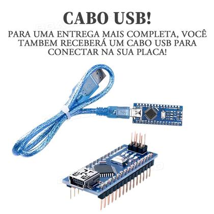 Imagem de Placa Nano Atmega328 Ch340 Compativel Com Arduino V3 + Cabo
