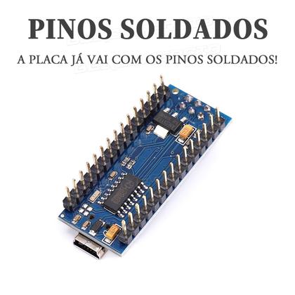 Imagem de Placa Nano Atmega328 Ch340 Compativel Com Arduino V3 + Cabo